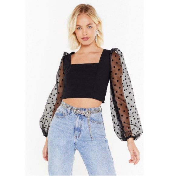 Nasty Gal Tops - Nasty Gal Square Did You Go Spotty Crop Top